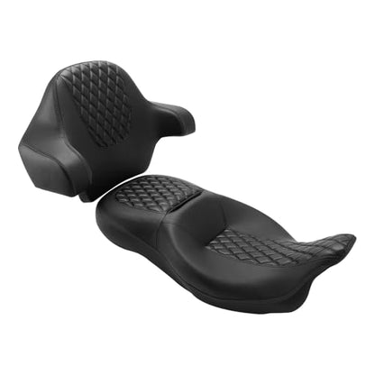 SLMOTO Hammock Rider Seat Driver Brackrest Wrap Around King Trunk Backrest Pad fit for Harley Touring Road King Street Glide Road Glide Electra Glide 2014-2023 2 Up Seat Black - color: B Style G Black Red + 2 Backrest
