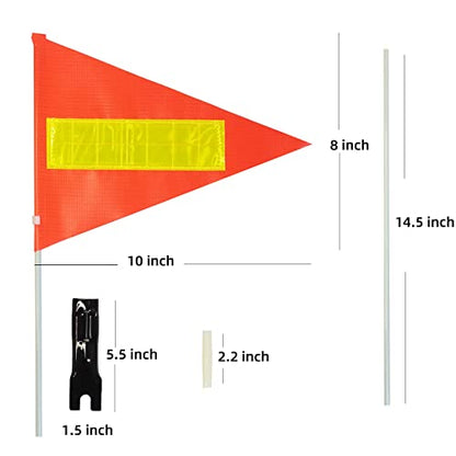 Bike Safety Flag with Pole, 6-Foot Adjustable Height Sturdy Fiberglass Tear-Resistant Waterproof Orange Safety Flag (Yellow) - color: Yellow