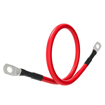 6 AWG Battery Cables 6 Gauge Battery Power Inverter Cable with 5/16 Inch Tinned Copper Lugs Both Ends for Solar Marine Boat RV Car Motorcycle 2 pcs (1FT) - size: 1FT
