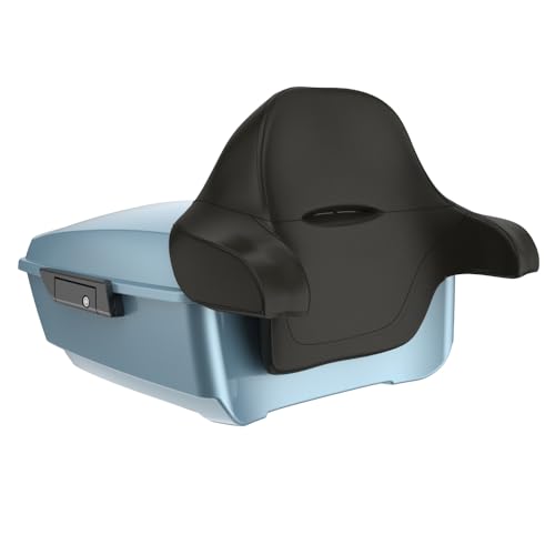 Advanblack 2024 Road Glide Sharkskin Blue King Tour Trunk Pack Compatible with Harley Touring CVO Road Glide, Street Glide, 2023.5 2024 2025 Detachable Mounting Rack, Full Backrest & Trunk Liners - color: Sharkskin Blue