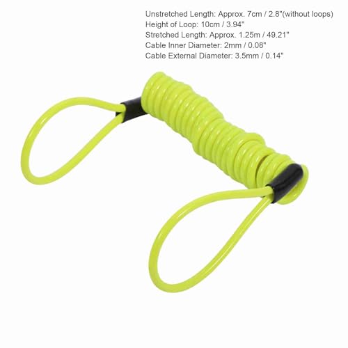 VGEBY Motorcycle Reminder Cable, Bike Alarm Disc Lock Antitheft Security Spring Reminder Coil Cable for Motorbike Scooter Bike Lock Alert (Color : Yellow)