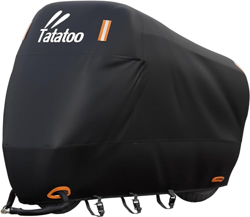 Motorcycle Cover Waterproof Outdoor, 300D Heavy Duty, UV & Rain Resistant, Windproof with 3 Buckles, Fits Most Motorcycles, Cruisers, Sportbikes, Dirt Bikes, Scooters up to 96.5" - XXL Size - color: Black, size: 96.5"