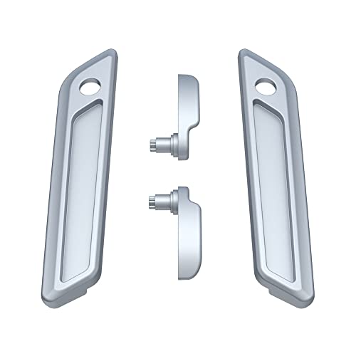Advanblack Saddlebag Latches Covers, Lid Lifters Levers Fit for 2014+ Harley Touring Hard Saddlebags - Barracuda Silver Denim - color: Barracuda Silver Denim