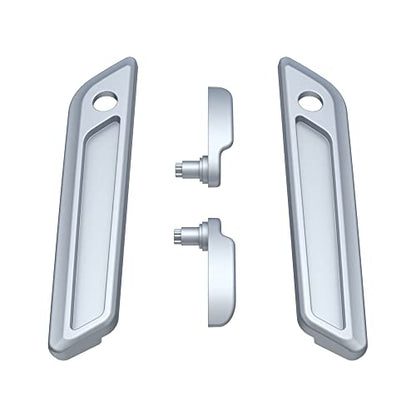 Advanblack Saddlebag Latches Covers, Lid Lifters Levers Fit for 2014+ Harley Touring Hard Saddlebags - Barracuda Silver Denim - color: Barracuda Silver Denim