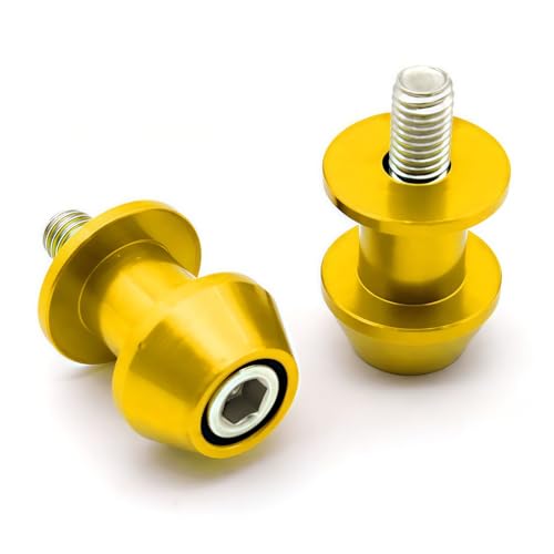 10mm Motorcycle Swing Arm Spools Aluminium Alloy Motorcycle CNC Sliders Stand Swingarm Bobbins(Yellow,2Pcs) - color: Yellow, size: 10mm
