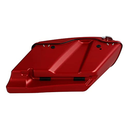 HR3 Wicked Red Denim 4" Stretched Hard Saddlebags w/Speaker Lids Compatible with 2019 Street Glide Special FLHXS Road Glide Special FLTRXS (Replace for OEM) - color: Wicked Red Denim