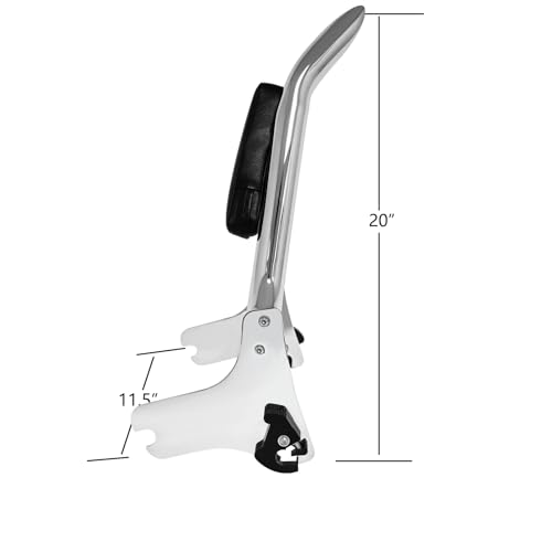 1997-2008 Detachable Sissy Bar Backrest Passenger Back Rest Pad for Harley Touring Road Glide Road King CVO Street Glide Electra Glide (22" Tall Chrome) - color: Chrome, size: 1997-2008