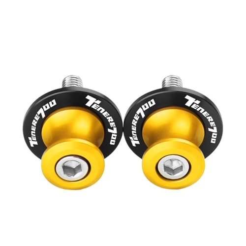 Swing Screw Sliders Spools for TENERE 700 Tenere T7 Rally 2020 2021 2022 2023 2024 2025 Motorcycle Accessories CNC Swingarm Spools Slider Screw Stand 6MM - color: Yellow