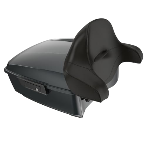 Advanblack 2025 Road Glide King Tour Trunk Pack Black Latch Wrap-Around Backrest Compatible with 2024-2025 Harley Touring Road Glide, Street Glide, Electra Glide (Iron Horse Metallic) - color: Iron Horse Metallic