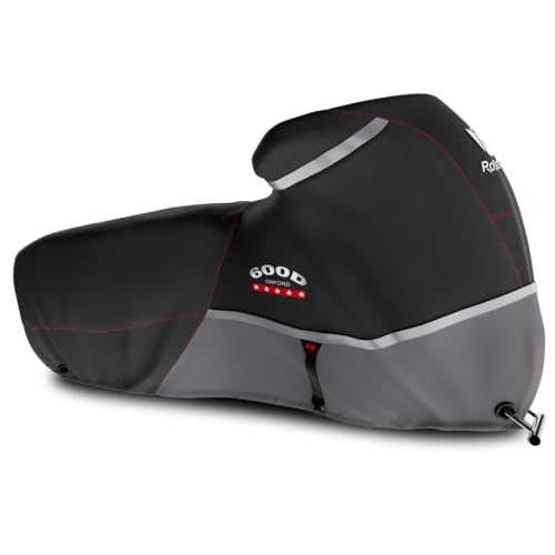 Motorcycle Cover 600D Heavy Duty, 86" XL, Gray | All Season, Waterproof, Sun Outdoor Protection, Night Reflective - color: Gray, size: 86"-XL