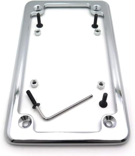 Billet Aluminum Motorcycle License Plate Frame 7x4 Inch Black Finish Fits Custom Chopper Springer Mini Bike Universal Axle Mount Applications - color: Chrome, size: Classic