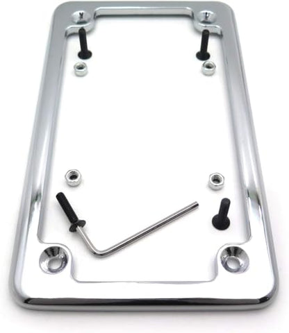 Billet Aluminum Motorcycle License Plate Frame 7x4 Inch Black Finish Fits Custom Chopper Springer Mini Bike Universal Axle Mount Applications - color: Chrome, size: Classic