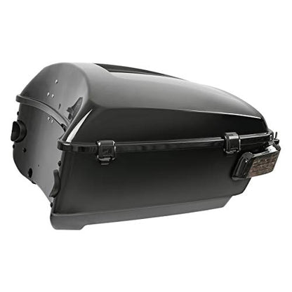 King Trunk W/Black Latches Backrest Chrome Luggage Rack LED Light For Harley Touring 2014-2023 - color: W/ Black Latches Smoke Lens LED Light