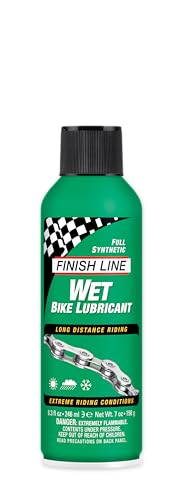 Finish Line Wet Bicycle Chain Lube – Long-Lasting Wet Style Lubricant for Road, Mountain, and Gravel Bikes – Reduces Friction and Repels Water – 8oz Aerosol Spray | bike-oils - size: 8-Ounce