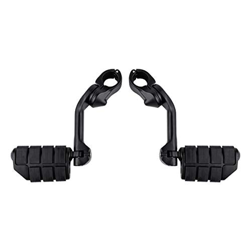 XFMT Motorcycle Highway Pegs 1.25" Long Angled Highway Footpeg Adjustable Footrest Fit For Harley Touring Road King Street Glide Electra Glide Softail Sportster with 1 1/4" Engine Guard, Matte Black - color: Matte Black Style 2, size: Long Angled