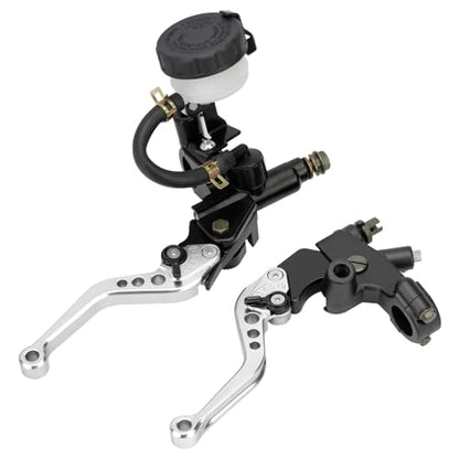Motorcycle Brake Pump Lever 7/8" 22mm Hydraulic Master Cylinder Reservoir Clutch CNC Left & Right Set Universal Replacement for Harley Honda Kawasaki Suzuki Yamaha (Sliver) - color: Silver