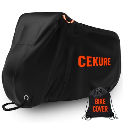 Bike Cover WaterProof Outdoor 210D, 1-2 Bikes Stationary - Heavy Duty Oxford Tear Resistant and Windproof Outdoor Storage Bicycle Cover, Bike Cover for Ebikes Comes with Carry Bag - size: 77x39x29 inches (Stationary)