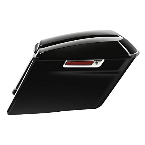 XFMT Motorcycle Saddlebags 4" Stretched Hard Saddle Bags Extended Saddlebags W/Chrome Latches For Harley Touring CVO Road King Street Glide Road Glide Electra Glide 2014-2024, Vivid Black - color: 4" Stretched-Vivid Black W/ Chrome Latches