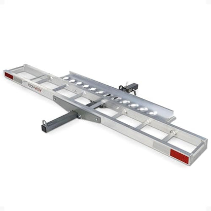 Black Widow Aluminum Dirt Bike Hitch Carrier with Ramp for Truck & SUV, 400-Pound Capacity - Non-Folding Motorcycle, eBike & Fat Tire Bike Hauler, Fits 2-Inch Class III/IV Receiver - style: Single Bike