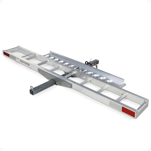 Black Widow Aluminum Dirt Bike Hitch Carrier with Ramp for Truck & SUV, 400-Pound Capacity - Non-Folding Motorcycle, eBike & Fat Tire Bike Hauler, Fits 2-Inch Class III/IV Receiver - style: Single Bike