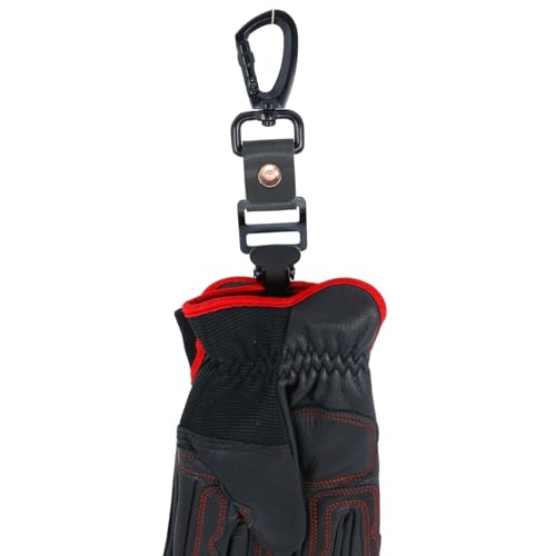 Leather Glove Clips with Metal Hooks - Work Glove Holders for Duty Belts, Electricians And Filming Work Construction - color: Black