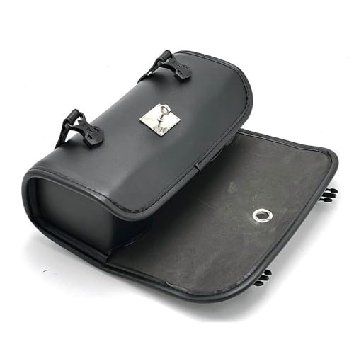 Motorcycle Bag with lock Universal PU Leather Motorbike Fork Bag Saddlebags Handlebar Bag Sissy Bar Storage Tool Bag-31cm (Style B) - style: Style B