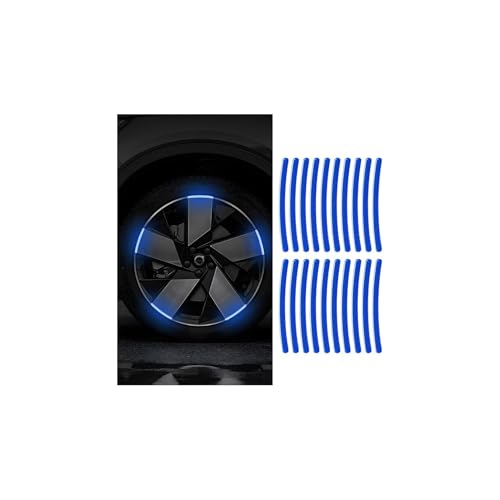 Zipelo 20PCS Reflective Car Wheel Decorative Stripe Stickers, Anti Scratch Vehicle Night Safety Warning Tape Decal, Automotive Exterior Tire Rims Sticker Accessories, Universal Fit (Blue) - color: Blue