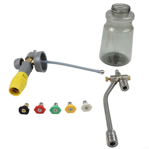Dual Purpose Foam Spray Bottle 1000ml with Nozzle Connecting Rod for Car Wash Motorcycle Roof Driveway Cleaning(1set)