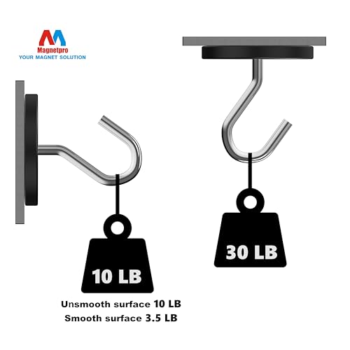 Magnetpro 4 Pieces Strong Rubber Coated Mounting Magnets Anti-Scratch, 30 LBS of Adhesive Power, Magnetic Assembly Base for Light Strips and Additional Mirrors the Outdoor Area - size: 30LB - M4 Female 4P