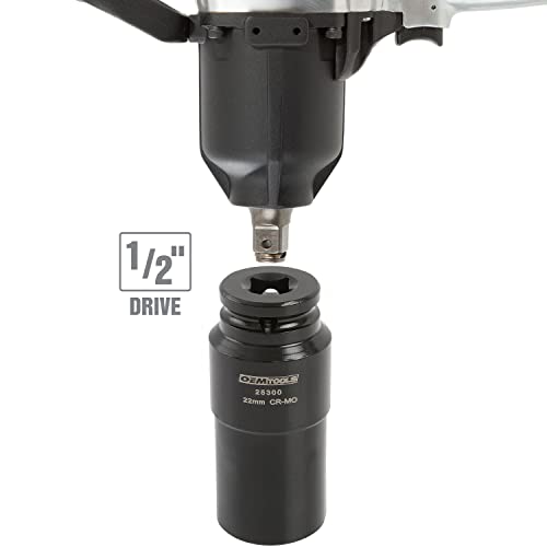 OEMTOOLS 25300 22mm Crank Bolt Socket, Heavy Duty Harmonic Balancer Socket For Stubborn Bolts, 22mm Impact Socket 1/2 Drive Crank Bolt Removal Tool - style: 22 millimeter