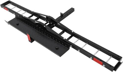 Heavy-Duty Steel Motorcycle Trailer Carrier with Loading Ramp, 600 Lbs Motorcycle Carrier Mount,Scooter Dirt Bike Trailer Hauler with Ratchet Straps and Stabilizer, for Car,Truck