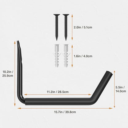 niffgaff Heavy Duty Garage Storage Hooks - 120 LB Capacity Wall Mounted Rack for Kayaks, Ladders, and Bikes - color: Black 4 pack