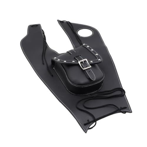 Motorcycle Black Artificial Leather Tank Cap Panel Bag Gas Tank Bag For Yamaha V-Star XVS650 1999-2007