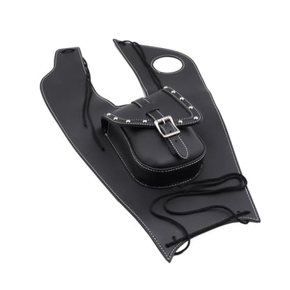 Motorcycle Black Artificial Leather Tank Cap Panel Bag Gas Tank Bag For Yamaha V-Star XVS650 1999-2007