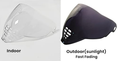 YMTSGEA Airflite Helmet Visor Replacement for IC-06.Motorcycle Helmet Shield Windshield Sunshield PC Lens UV Protection Compatible with Airflite IC-06 (Photochromic Clear/Deep Black) - color: Photochromic Clear/Deep Black