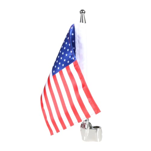 ONE.K.S Motorcycle Flag Mounts 1pcs Flag Pole Luggage Rack Vertical American USA Flagpole Fit for Honda Gold Wing GL1800 Touring Road King Street Road Glide FLHT Sportster XL883 1200 (Silver) - color: Silver