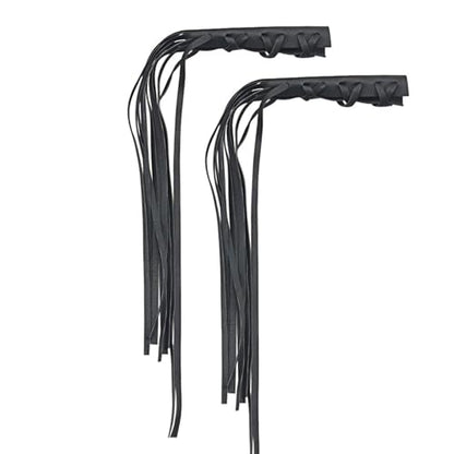 Motorcycle Brake Clutch Covers, Handlebar Tassels Fringe Leather Throttle Grip Covers with Ribbon 2Pcs (Black)