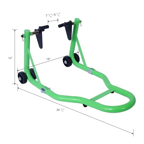 Motorcycle Stand 1000LB - Heavy Duty Sport Bike Front and Rear Wheel Lift, Adjustable Swingarm Paddock Stands, Industrial-Grade Steel (Green) - color: Green