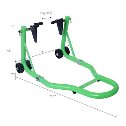 Motorcycle Stand 1000LB - Heavy Duty Sport Bike Front and Rear Wheel Lift, Adjustable Swingarm Paddock Stands, Industrial-Grade Steel (Green) - color: Green