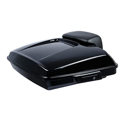 XFMT Motorcycle 5.5" Vivid Black Razor Trunk Luggage Black Latches W/Passenger Backrest Pad For Harley Touring Road King Street Glide Road Glide Electra Glide Ultra Classic 2014-Later - color: Vivid Black W/ Black Latches Set 1