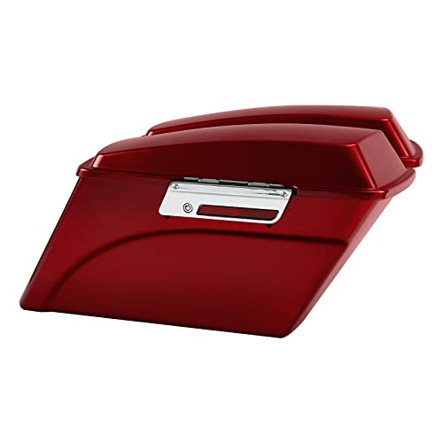 TCMT Hard Saddle bags Saddlebag w/Lid Latch & Liners Carpet Insert Fits For Harley Touring CVO Road Glide Road King Street Glide Electra Glide Ultra Classic 1994-2013 - color: Red Chrome Latches#A