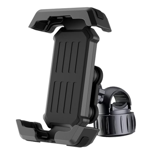 Premium Motorcycle Phone Mount with Anti-Shake Silicone Shock Absorber, 360° Rotation, Four-Corner Protection, One-Click Lock System, Tool-Free Installation for Bikes and Scooters