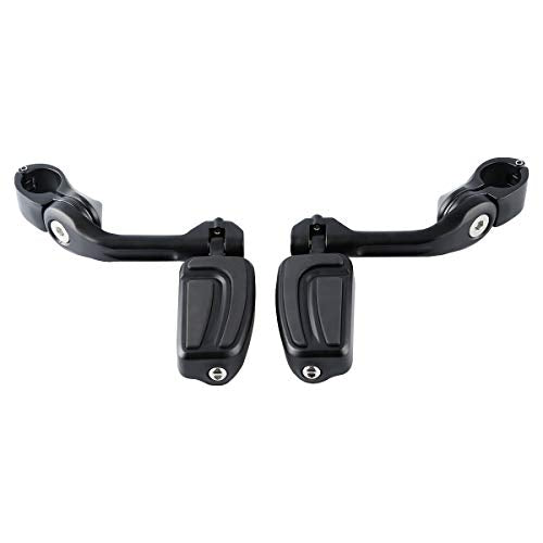 XFMT Motorcycle Highway Pegs 1.25" Long Angled Highway Footpeg Adjustable Footrest Fit For Harley Road King Street Glide Electra Glide Softail Sportster with 1 1/4" Engine Guard, Matte Black - color: Matte Black Style 4, size: Long Angled