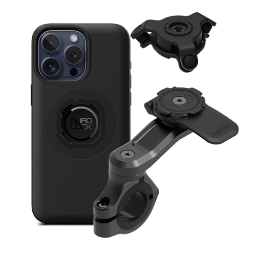 Quad Lock Motorcycle Handlebar Mount PRO Kit with Vibration Dampener and MAG Phone Case for iPhone 15 Pro Max - size: iPhone 15 Pro Max