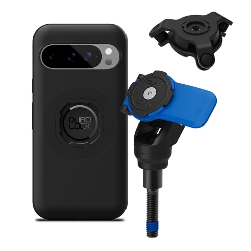 Quad Lock Handlebar Clamp Motorcycle Phone Mount with Vibration Dampener and MAG Phone Case for Pixel 9/9 Pro - size: Pixel 9/9 Pro