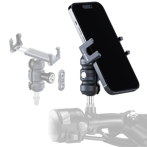 Anti-Theft Phone Holder Kit, with M8 Screw for Mirror Install, 25mm Ball Head & Seat Short Bar Double Socket Arm, 360° Adjustable Motorcycle Phone Mount, for Tricycle/ATVs (KPS-05) - color: KPS-05-25mm/1 Inch Ball-M8 Screw-Mirrors Install