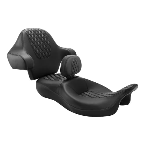 SLMOTO Hammock Passenger Seat Driver Brackrest Wrap Around King Trunk Backrest Pad fit for Harley Touring Road King Street Glide Road Glide Electra Glide 2014-2023 2 Up Seat - color: B Style G Black + Passenger Backrest