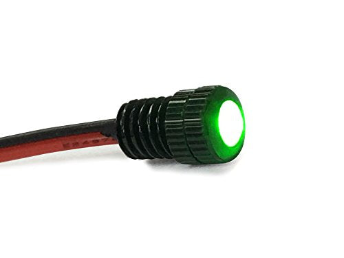 Oznium BRIGHTEST Light Bolt - Flush Mount 12V LED Light for Bumper, Grille, Cars Interior, Dash, Ambient Lighting, Motorcycle w/SLEEK Aluminum Housing & Screw Nut (6 mm Black, Green LED) - color: Green LED, size: 6mm (about 15/64")