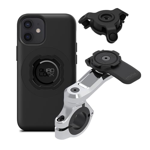 Quad Lock Motorcycle Handlebar Phone Mount PRO Chrome with Vibration Dampener and MAG Phone Case for iPhone 12 Mini - size: iPhone 12 Mini