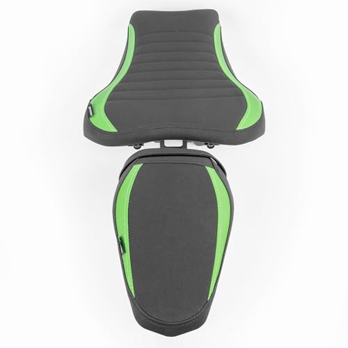 Motorcycle Driver Rider Rear Passenger Seat fit for Z900 Z 900 2017 2018 2019 2020 2021 2022 2023 2024 Pressure Relief Soft Pillion Saddle Cushion Pad, Green - color: Front & Rear - Green